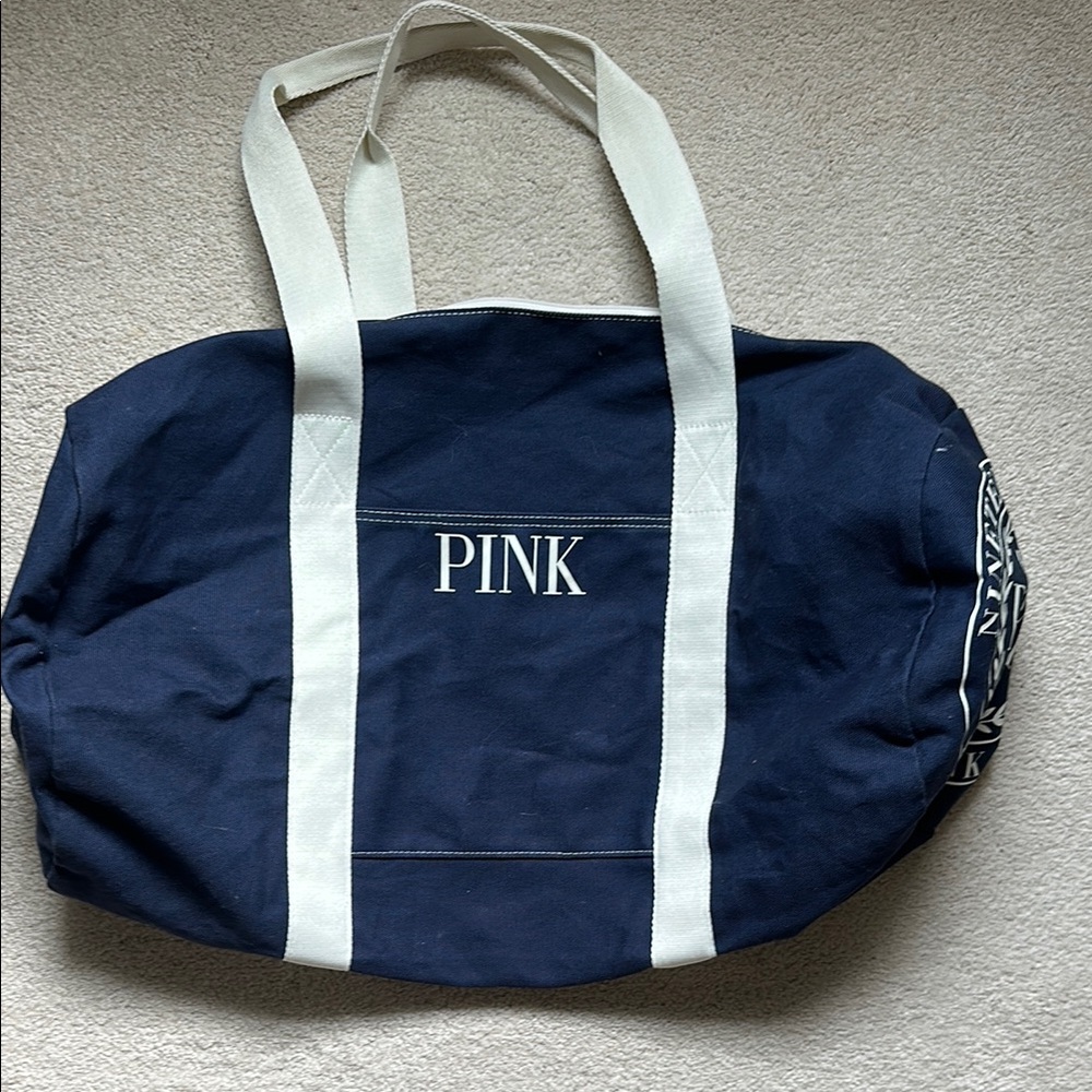 Victorias Secret PINK Navy Tote Bag with White Straps
